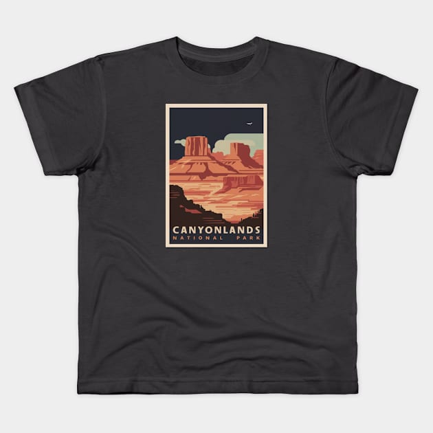 Retro Poster of Canyonlands National Park Kids T-Shirt by Perspektiva